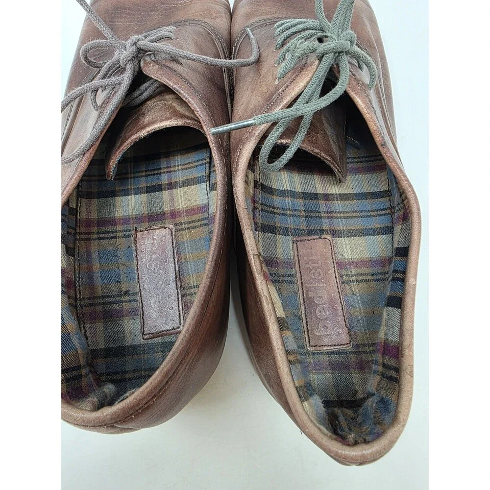 Bed|Stu Mens Bricker Brown Dirty Vegetable Genuine Leather Lace Up Shoes Sz.12